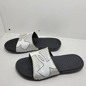 𝅺UA Men's Strick Optic 1266357-001 Slip-On Blk Slide Sandals Sz 9